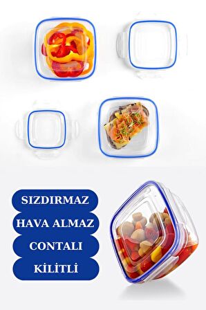 Flosoft 275 ml Contalı Kilitli Sızdırmaz Hava Almaz Saklama Kabı Kahvaltılık 3’lü Set (275mlx3 Adet)