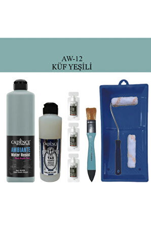 Fayans Tezgah B-Ambiente Islak Zemin Aw-12 KüfYeşil 500Ml Katalizör 30Gr Taş Vernik 250 SatenRuloSet
