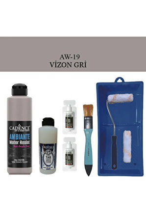 Fayans Tezgah B-Ambiente Islak Zemin Aw-19 VizonGri 250Ml Katalizör 20Gr Taş Vernik 120 SatenRuloSet