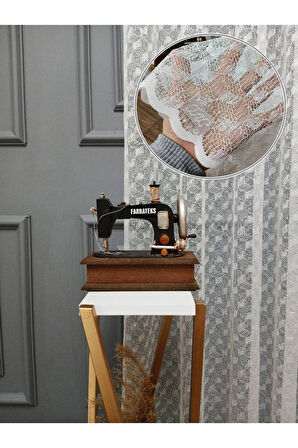 Farbateks Dikim Atlas Örme Modern 3Kat Pileli Tül Perde