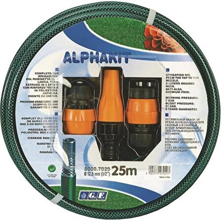  GF Örgülü Bahçe Sulama Hortumu Set 25 m  1/2" Alphakit