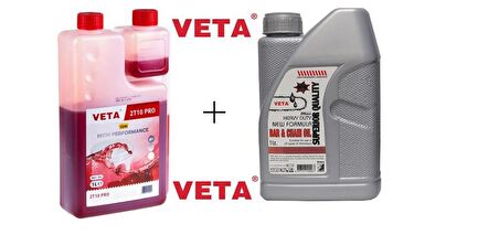 Veta 2 Zamanlı Motor Yağı Ölçekli 1Lt ve Kılavuz Zincir Yağı 1Lt