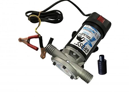 Gross 24 Volt Vakumlu Sıvı Aktarım 1"Mazot Su Süt Pompası Kendinden Emişli