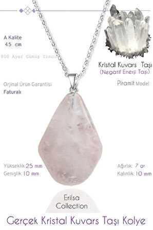 Sertifikalı Gerçek Piramit Model Kristal Kuvars Taşı Kolye