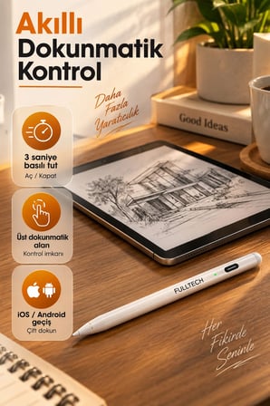 Akıllı Attif Stylus Kalem iPad Android Uyumlu Palm Rejection Hassas Dokunmatik Yazı ve Çizim Kalemi