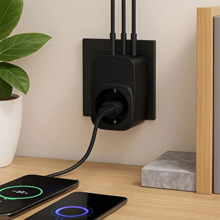 3 USB Girişli Duvar Tipi Priz – Hızlı Şarj, Tek Priz Çoklu Çıkış, Pratik ve Güvenli Kullanım