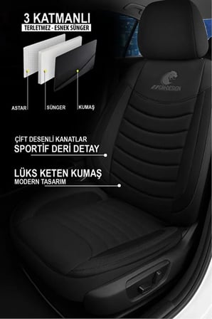 Skoda Rapid Spaceback Ambition 1.6 Tdi Cr 105 2014 PANTHER Serisi UYUMLU KETEN OTO KOLTUK KILIFI SİYAH