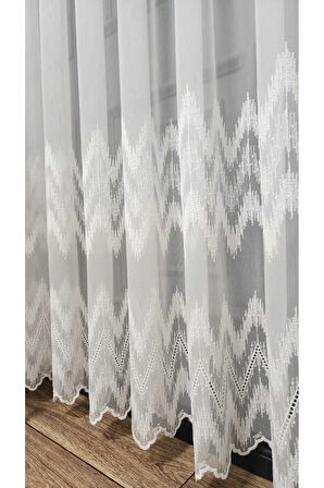 Farbateks Dikim Etek Geniş Ritim Model Desenli 3Kat Kırışmaz Ütü Istemez Keten Tül Perde