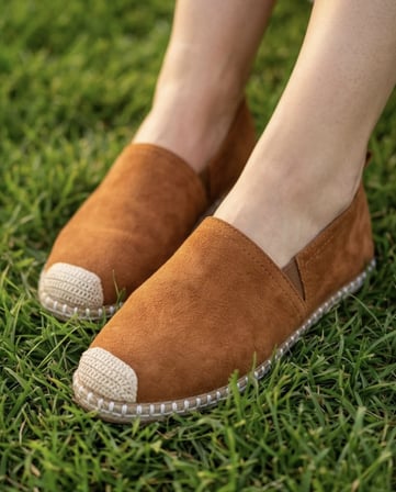 GARDENIA Taba Süet Dokulu Hakiki Deri Espadril