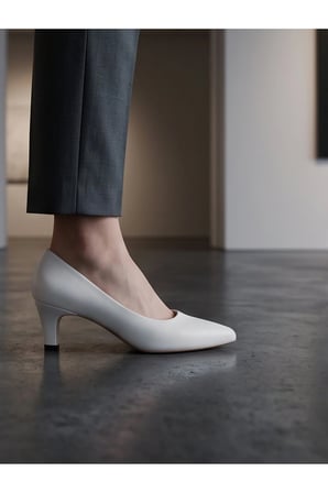 ROWAN Beyaz Hakiki Deri Stiletto Kısa Topuklu Ayakkabı