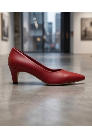 ROWAN Kırmızı Hakiki Deri Stiletto Kısa Topuklu Ayakkabı