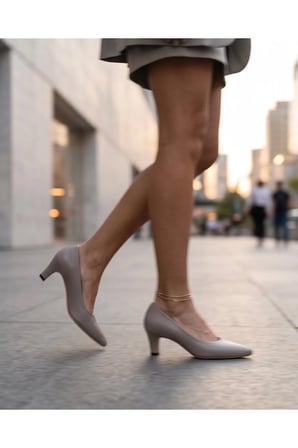 ROWAN Vizon Hakiki Deri Stiletto Kısa Topuklu Ayakkabı