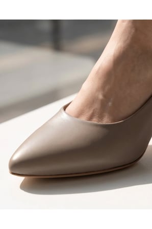 ROWAN Vizon Hakiki Deri Stiletto Kısa Topuklu Ayakkabı