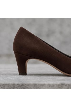 ROWAN Kahverengi Hakiki Süet Deri Stiletto Kısa Topuklu Ayakkabı