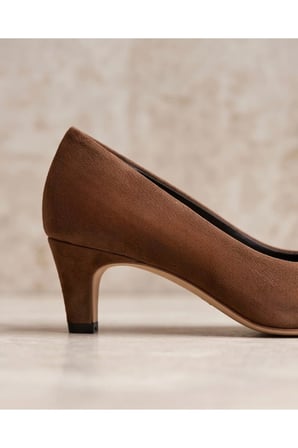 ROWAN Taba Hakiki Süet Deri Stiletto Kısa Topuklu Ayakkabı