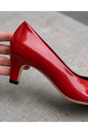 ROWAN Kırmızı Rugan Hakiki Deri Stiletto Kısa Topuklu Ayakkabı
