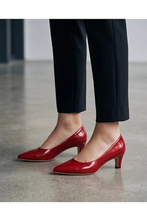ROWAN Kırmızı Rugan Hakiki Deri Stiletto Kısa Topuklu Ayakkabı