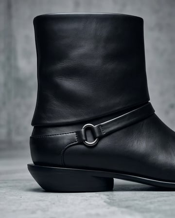 MATILDA Siyah Hakiki Deri Toka Detaylı Kısa Topuklu Bot