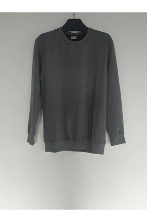 Yuvarlak Yaka Düz Renk Basic Fit Sweatshirt Battal Büyük Beden Içerikli