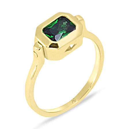 Yeşil Taşlı Altın Spor Yüzük (FTY0131)