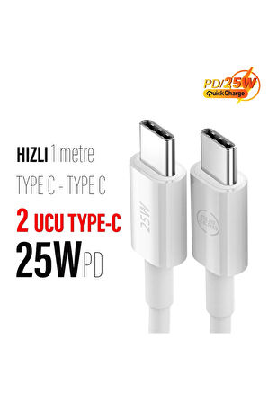 25W Type-C Hızlı Kablo Samsung F22 F62 Uyumlu Şarj Kablosu