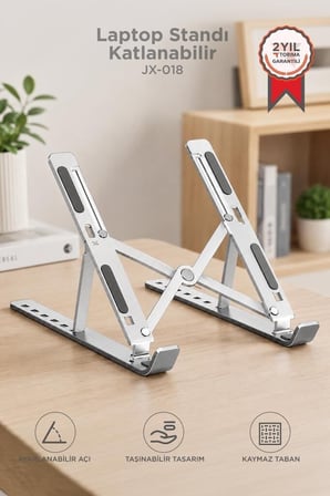 Özel Seri Bilgisayar Tutucu Tablet Çalışma Masası Laptop Standı JX18 Gümüş