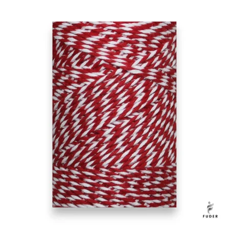 Hediye Paketleme ve Ambalaj İpi 200 Metre, Kırmızı Beyaz Ambalaj, Marteniçka, Paket İpi, 200 GR