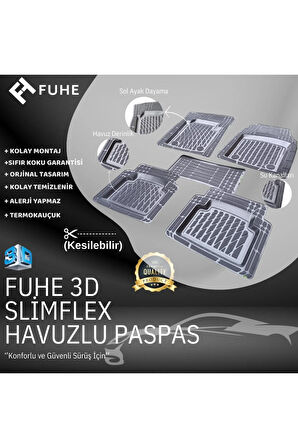 Mitsubishi Attrage Sedan 2023 Uyumlu 4d Havuzlu Üniversal Yeni Nesil Paspas Siyah Gold Seri