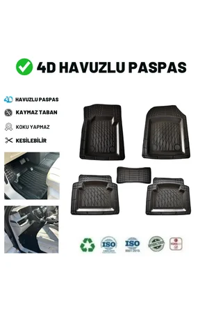 Volkswagen Polo 6r 2013 4d Havuzlu Üniversal Yeni Nesil Paspas Siyah Gold Seri