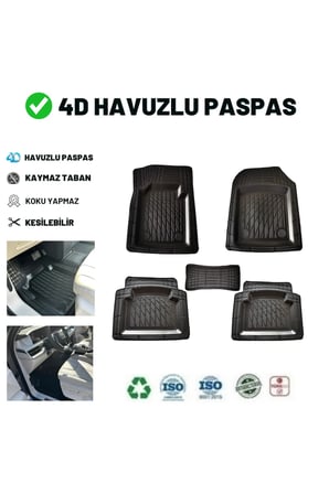 Volkswagen Caddy 2021 4d Havuzlu Üniversal Yeni Nesil Paspas Siyah Gold Seri