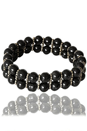 Sertifikalı Rolex Erkek Model Siyah Turmalin Taşı Bileklik