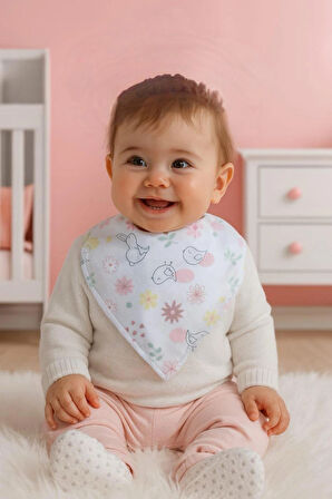 ÇİFT KATLI ÇITÇIT KAPAMALI %100 PAMUK BEBEK FULAR ÖNLÜK