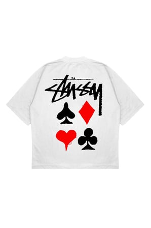 Unisex Oversize FULL DECK CARD Baskılı T-shirt
