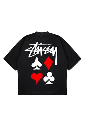 Unisex Oversize FULL DECK CARD Baskılı T-shirt