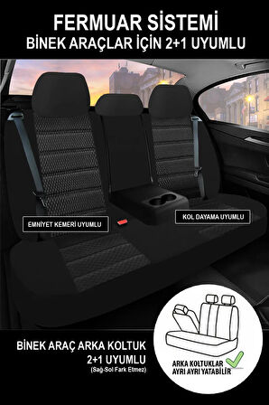Seat Ateca 1.4 Tsı (150 Hp) 4drıve Dsg Start/stop 2016 UYUMLU  Tay Tüyü Oto Koltuk Kılıfı  FÜME ONİKS SERİSİ TAM SET