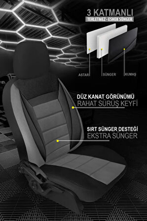 Renault Duster I (facelift 2013) 1.6 (114 Hp) Awd 2015 UYUMLU  Tay Tüyü Oto Koltuk Kılıfı füme