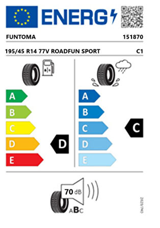 Funtoma 195/45 R14 TL 77V ROADFUN SPORT Yaz Lastiği (Üretim Tarihi:2025)