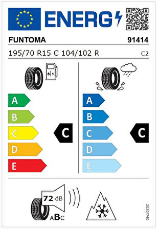 Funtoma 195/70 R15 C TL 104/102R 8PR VANFUN WINTER Kamyonet Kış Lastiği (Üretim Tarihi:2025)