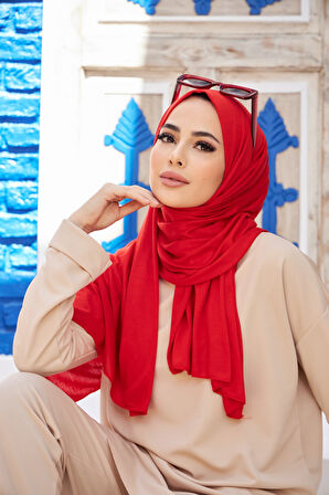 ALCANAVM Tesettür Penye Şal Kırmızı