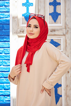ALCANAVM Tesettür Penye Şal Kırmızı
