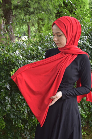 ALCANAVM Kadın Penye Şal Kırmızı Ob Ft 314