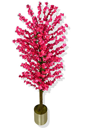 Fuşya Bahar Dalı 160 Cm Yapay Ağaç 25x25 Metal Saksı