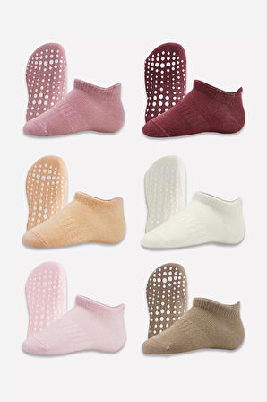 6'lı Sneakers Kaymaz Penye Çorap Bs20102 Gül Kurusu
