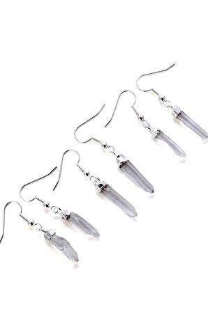 Sertifikalı Ham İşlenmemiş Kristal Kuvars Taşı Küpe