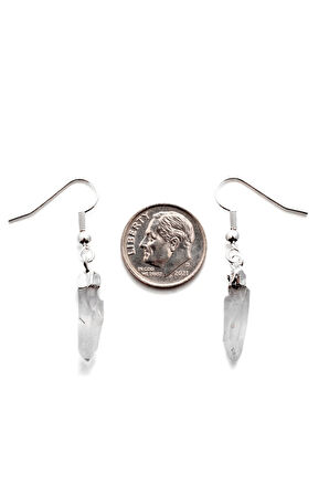 Sertifikalı Ham İşlenmemiş Kristal Kuvars Taşı Küpe