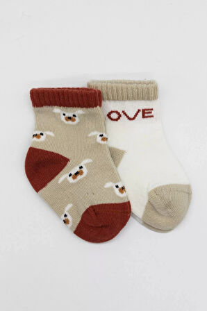 Love Dog Penye Soket Çorap 2'li  Bej