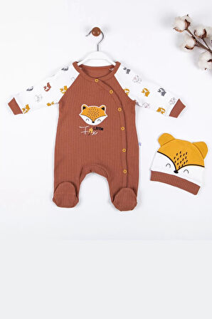 Little Fox Desenli % 100 Pamuk Erkek Bebek Tulumu