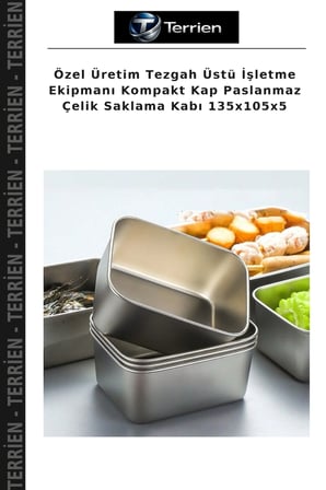 Özel Üretim Tezgah Üstü İşletme Ekipmanı Kompakt Kap Paslanmaz Çelik Saklama Kabı 135x105x5