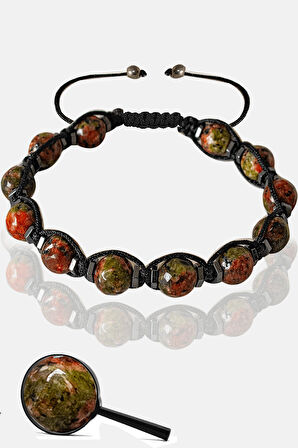 Sertifikalı Fasetli Gerçek Unakit Taşı Bileklik - Ayarlamalı