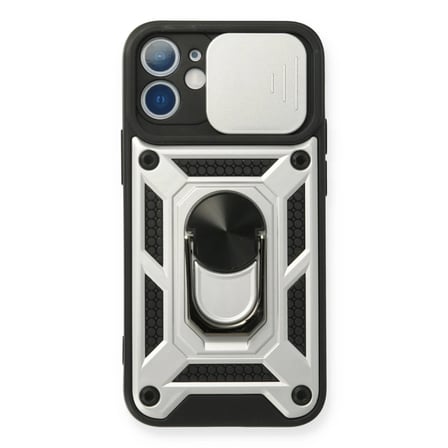 Apple iPhone 11 Kılıf Pars Lens Yüzüklü Silikon - Gümüş